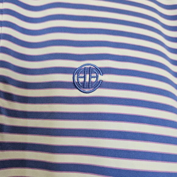 Vineyard Vines Men's Large Short Sleeve White, Blue & Pink Striped Polo Shirt - Picture 2 of 5